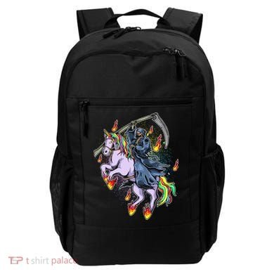 Grim Reaper Riding Rainbow Unicorn Backpack