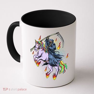 Grim Reaper Riding Rainbow Unicorn Coffee Mug