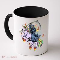 Grim Reaper Riding Rainbow Unicorn Coffee Mug thumb 0