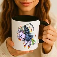Grim Reaper Riding Rainbow Unicorn Coffee Mug thumb 3