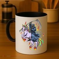 Grim Reaper Riding Rainbow Unicorn Coffee Mug thumb 4