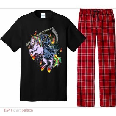 Grim Reaper Riding Rainbow Unicorn Pajama Set