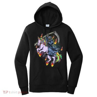 Grim Reaper Riding Rainbow Unicorn Women's Hoodie