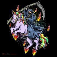 Grim Reaper Riding Rainbow Unicorn Women's Hoodie thumb 2