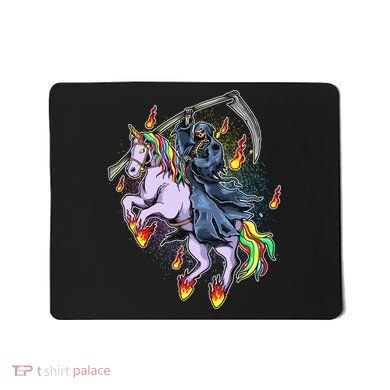 Grim Reaper Riding Rainbow Unicorn Mousepad