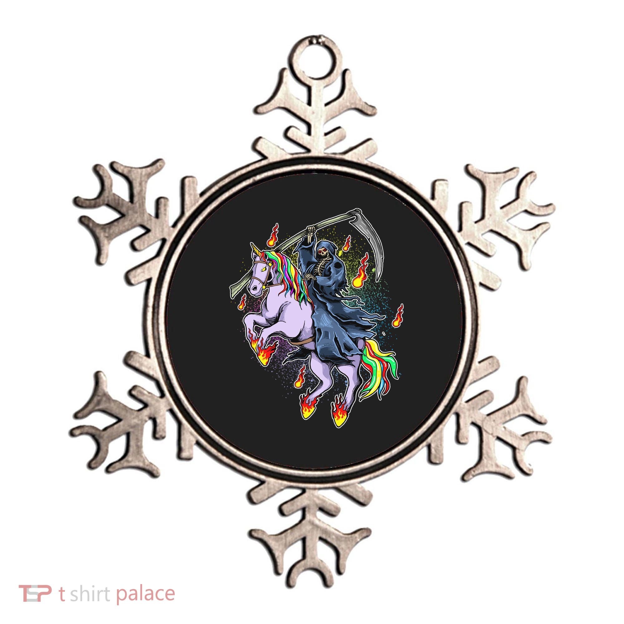 Grim Reaper Riding Rainbow Unicorn Ornament