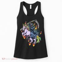 Grim Reaper Riding Rainbow Unicorn Women's Tank Top thumb 0