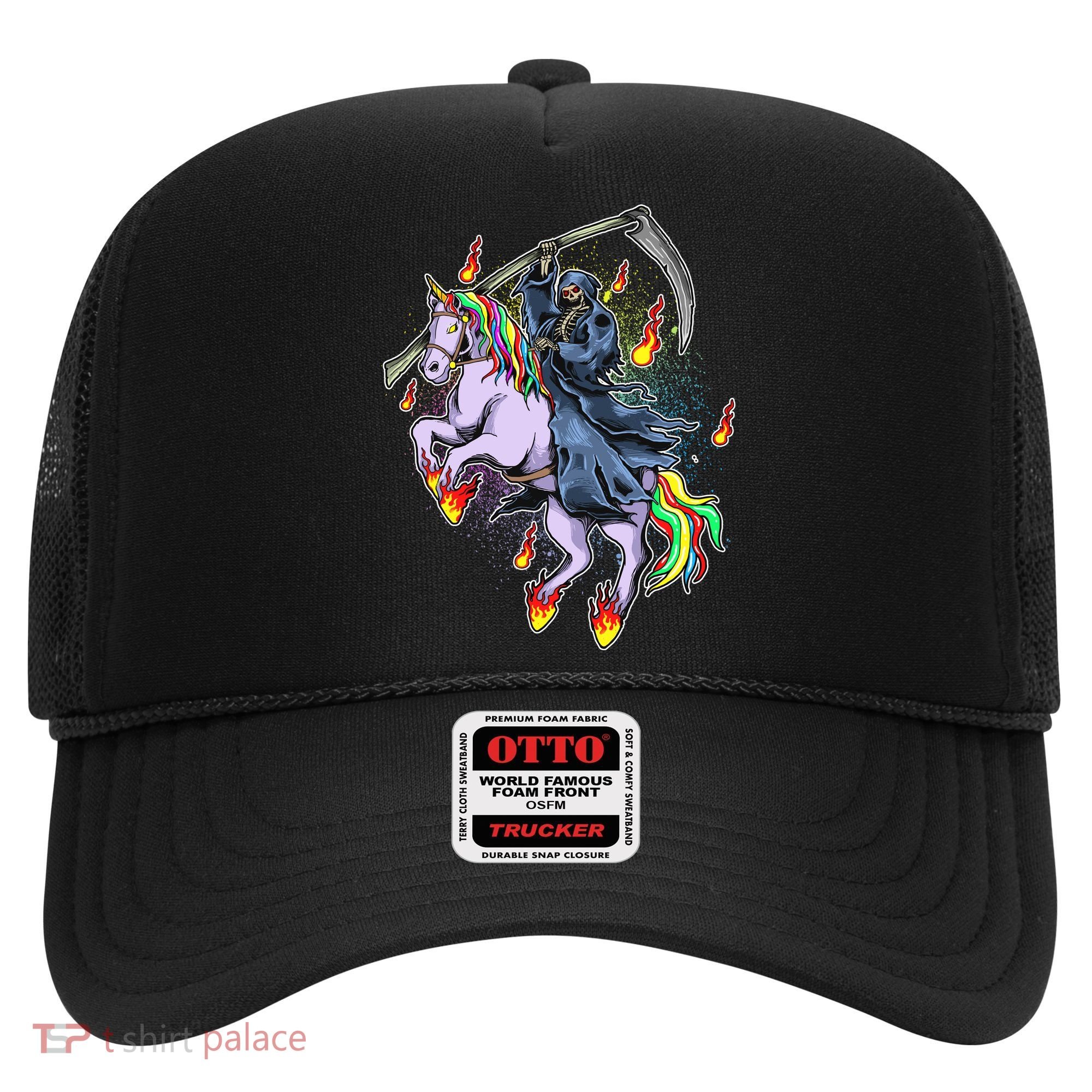 Grim Reaper Riding Rainbow Unicorn Hat