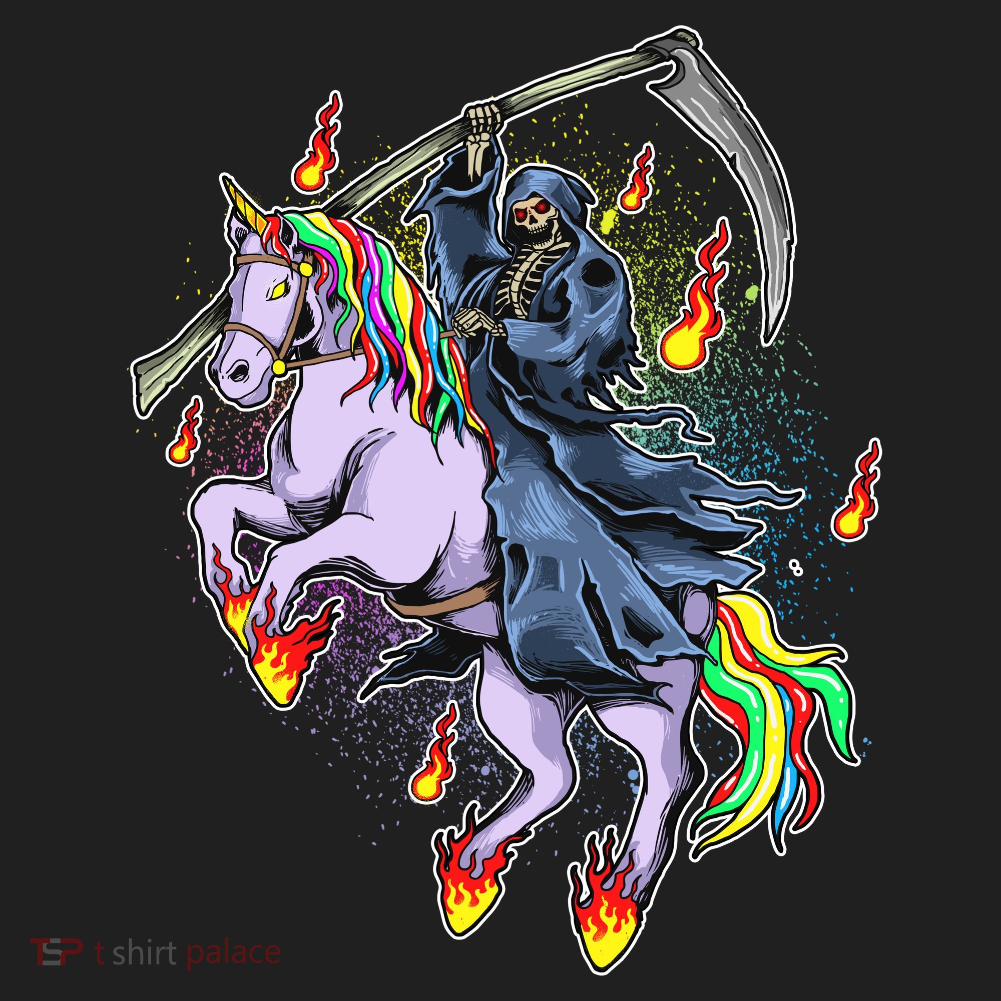 Grim Reaper Riding Rainbow Unicorn Hat