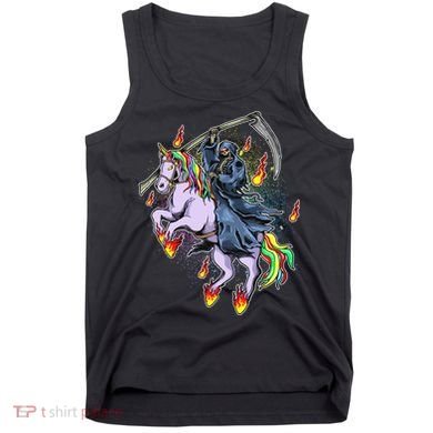 Grim Reaper Riding Rainbow Unicorn Tank Top