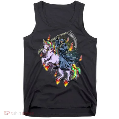 Grim Reaper Riding Rainbow Unicorn Tank Top