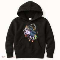Grim Reaper Riding Rainbow Unicorn Kids Hoodie thumb 0
