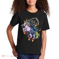 Grim Reaper Riding Rainbow Unicorn Kids T-Shirt thumb 2
