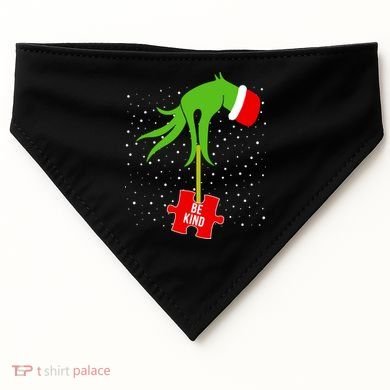 Autism Puzzle Piece Naughty Santa USA-Made Doggie Bandana
