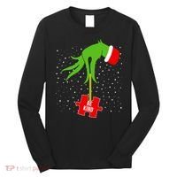 Autism Puzzle Piece Naughty Santa Long Sleeve Shirt thumb 0