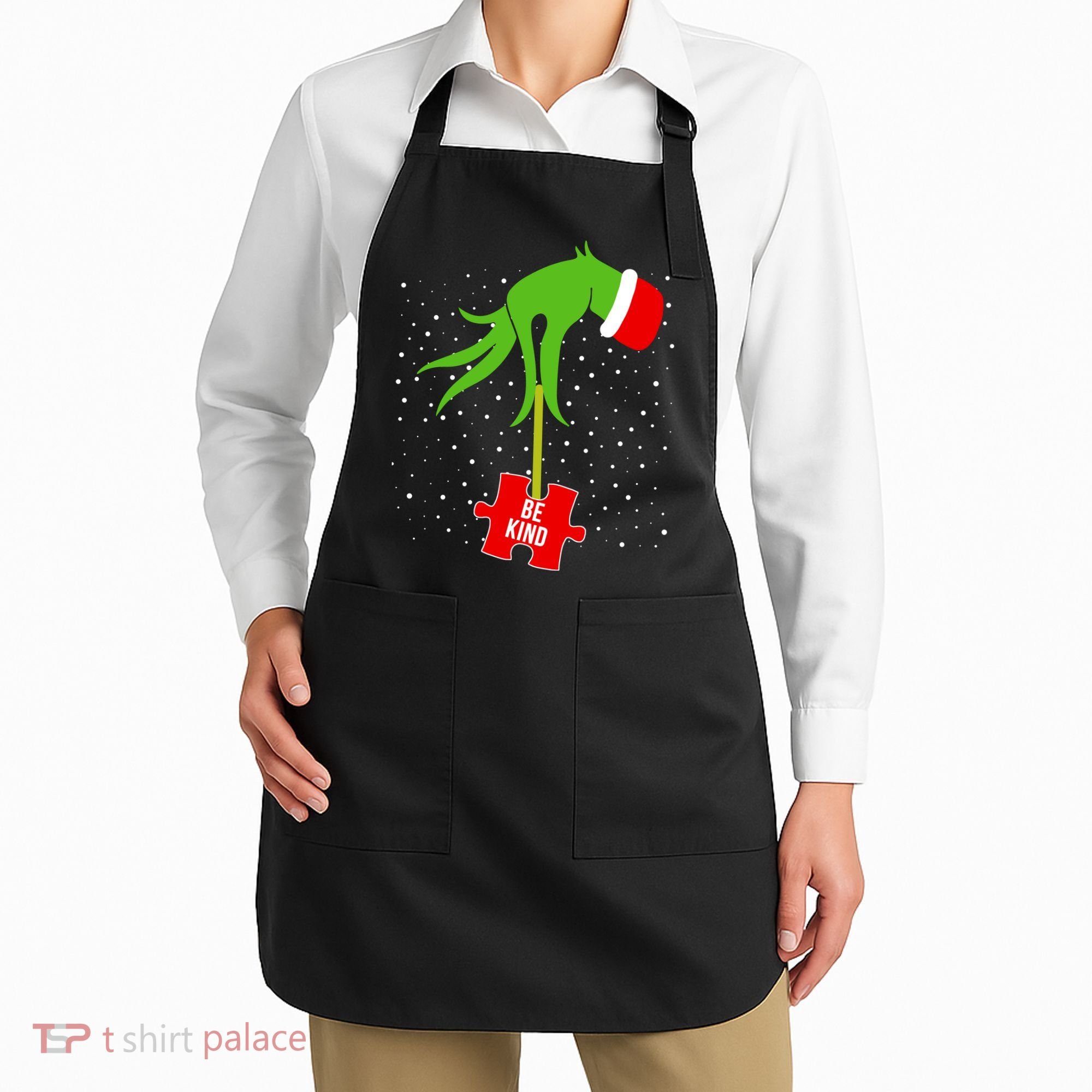 Autism Puzzle Piece Naughty Santa Apron