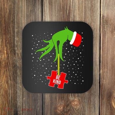 Autism Puzzle Piece Naughty Santa Coaster