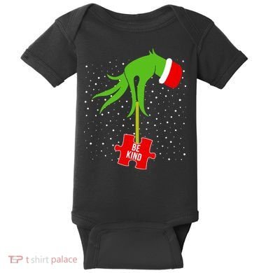 Autism Puzzle Piece Naughty Santa Baby Bodysuit
