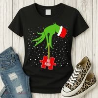 Autism Puzzle Piece Naughty Santa Women's T-Shirt thumb 3