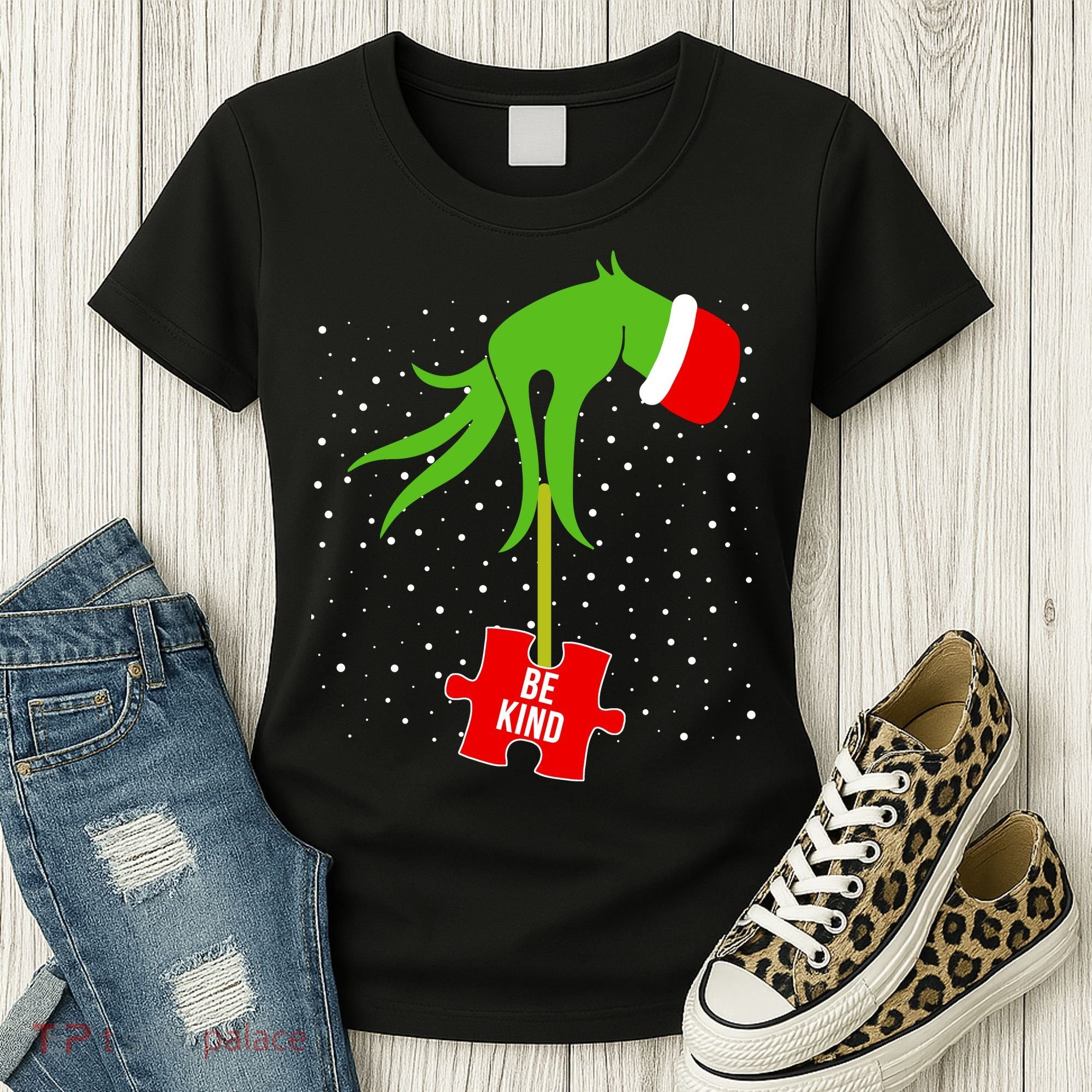 Autism Puzzle Piece Naughty Santa Women's T-Shirt