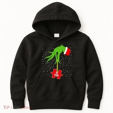 Autism Puzzle Piece Naughty Santa Kids Hoodie