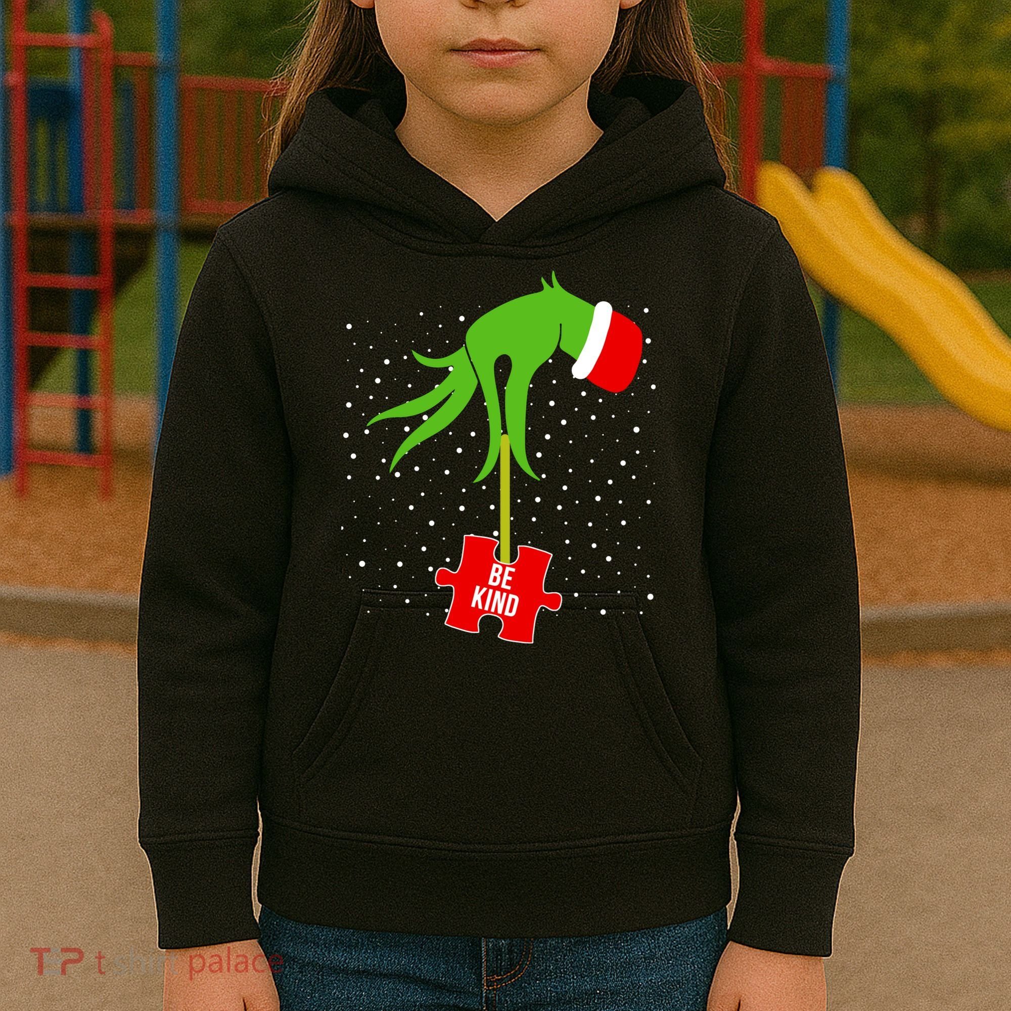 Autism Puzzle Piece Naughty Santa Kids Hoodie
