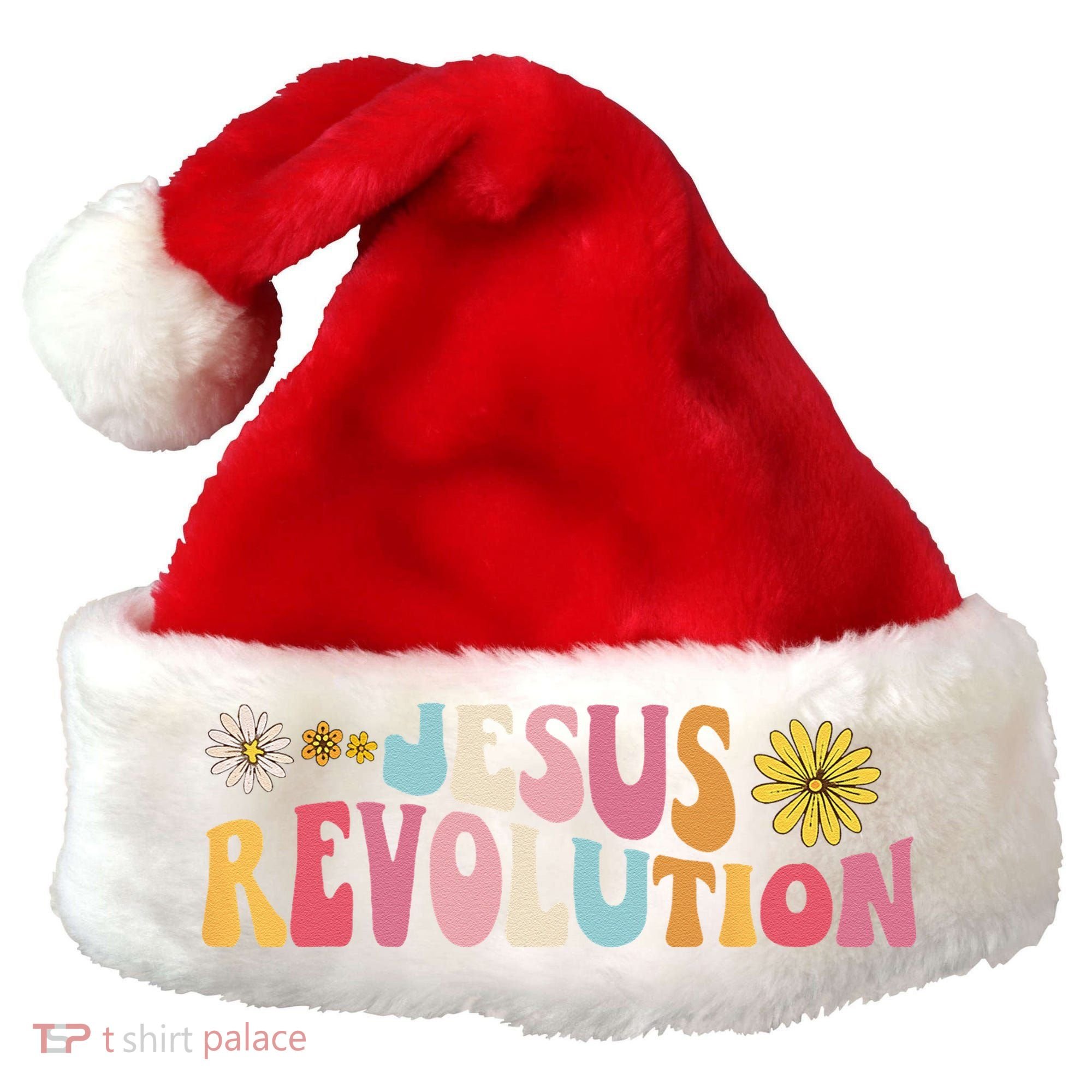 Groovy Retro Jesus Revolution Love Like Jesus Christian Santa Hat
