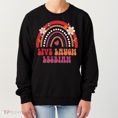 Groovy Retro Live Laugh Lesbian Pride LGBTQ+ Pride Month Women's Sweatshirt