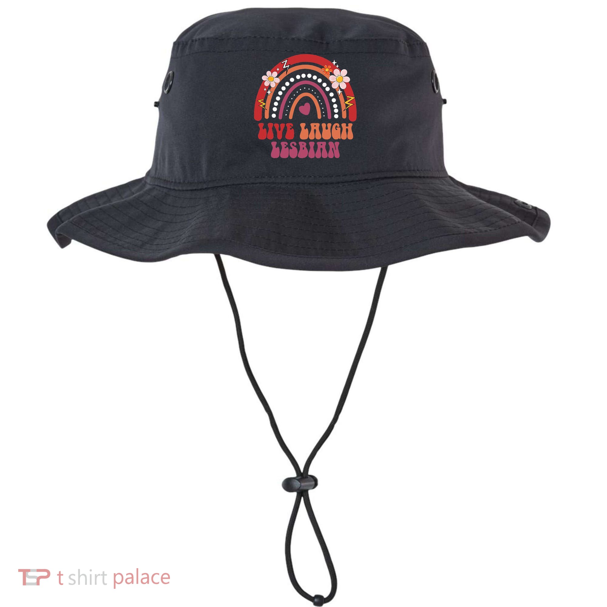 Groovy Retro Live Laugh Lesbian Pride LGBTQ+ Pride Month Bucket Hat