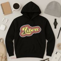 Groovy Retro Libra Zodiac Scales September October Birthday Hoodie thumb 3