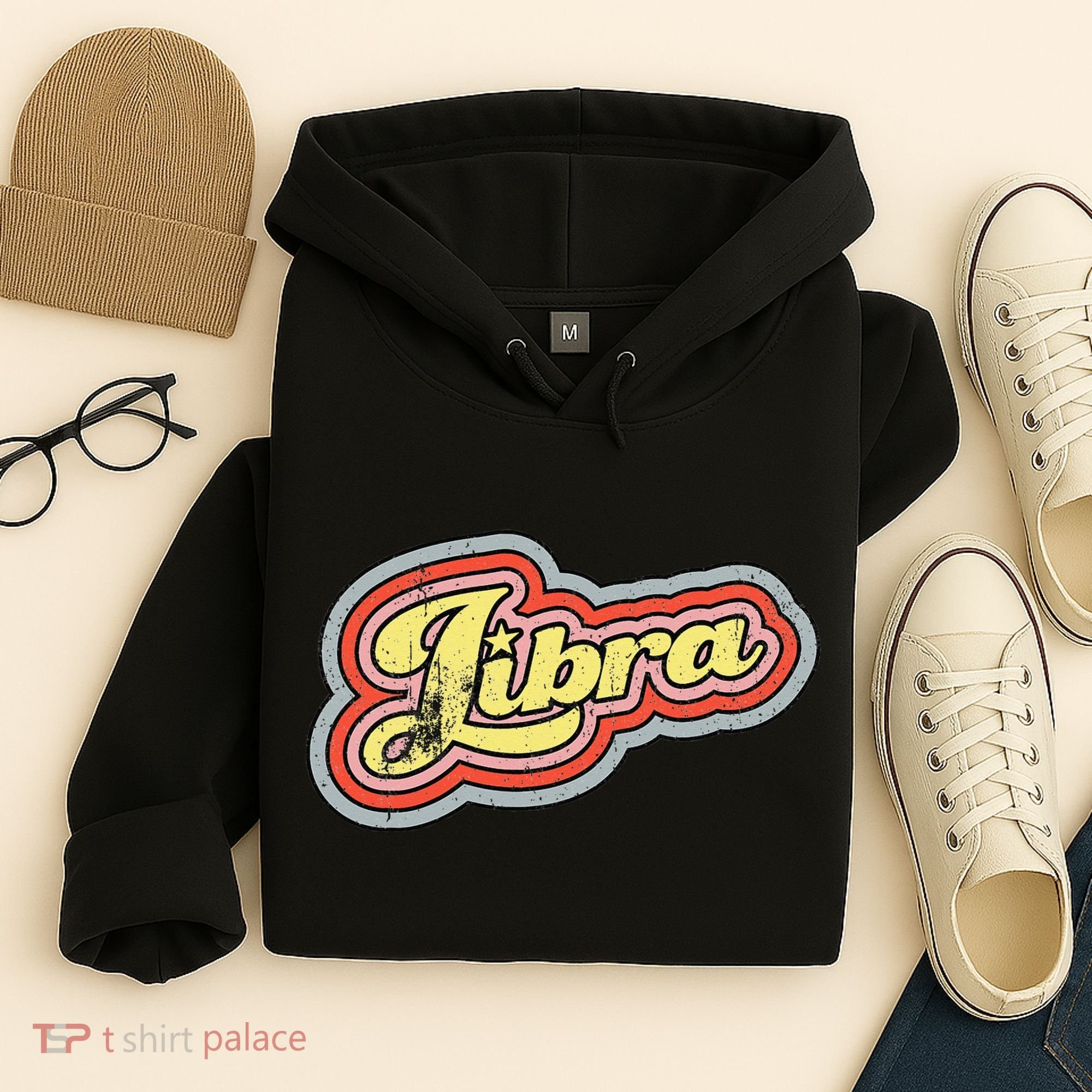 Groovy Retro Libra Zodiac Scales September October Birthday Hoodie