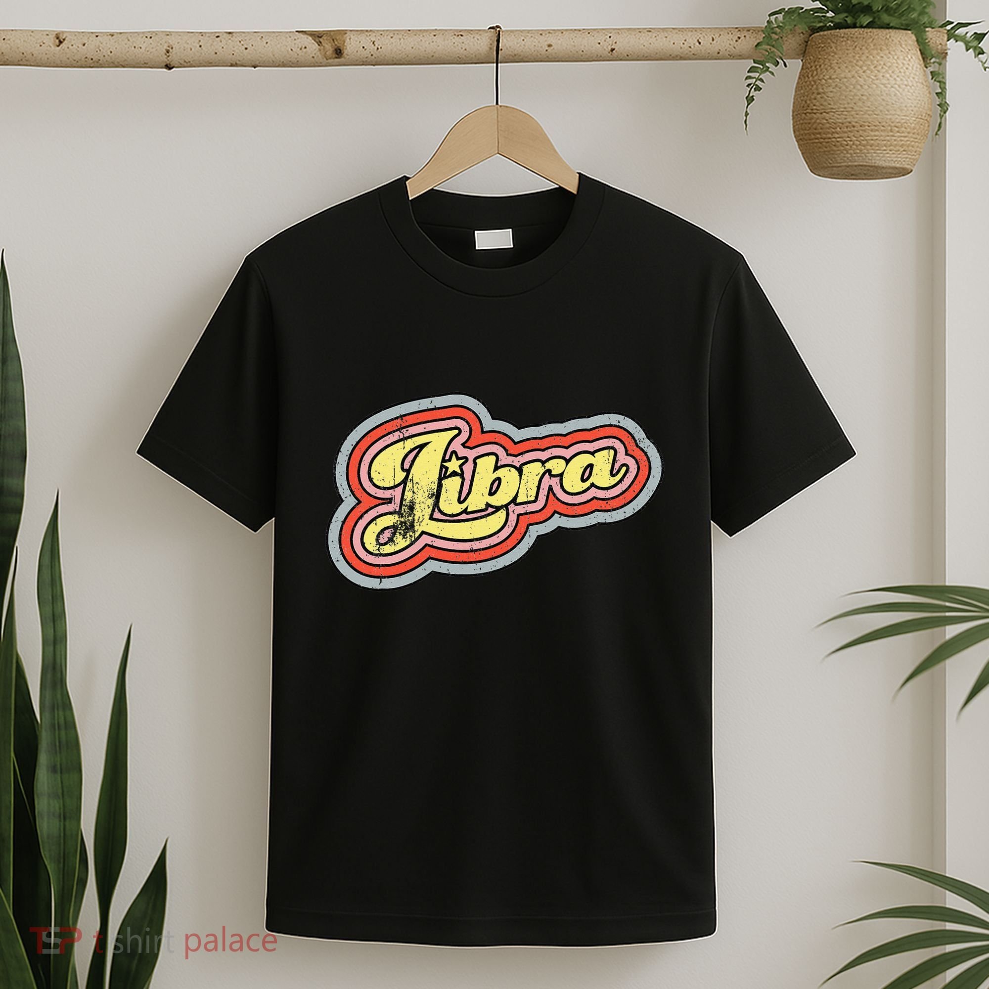 Groovy Retro Libra Zodiac Scales September October Birthday T-Shirt