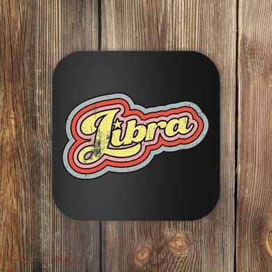 Groovy Retro Libra Zodiac Scales September October Birthday Coaster