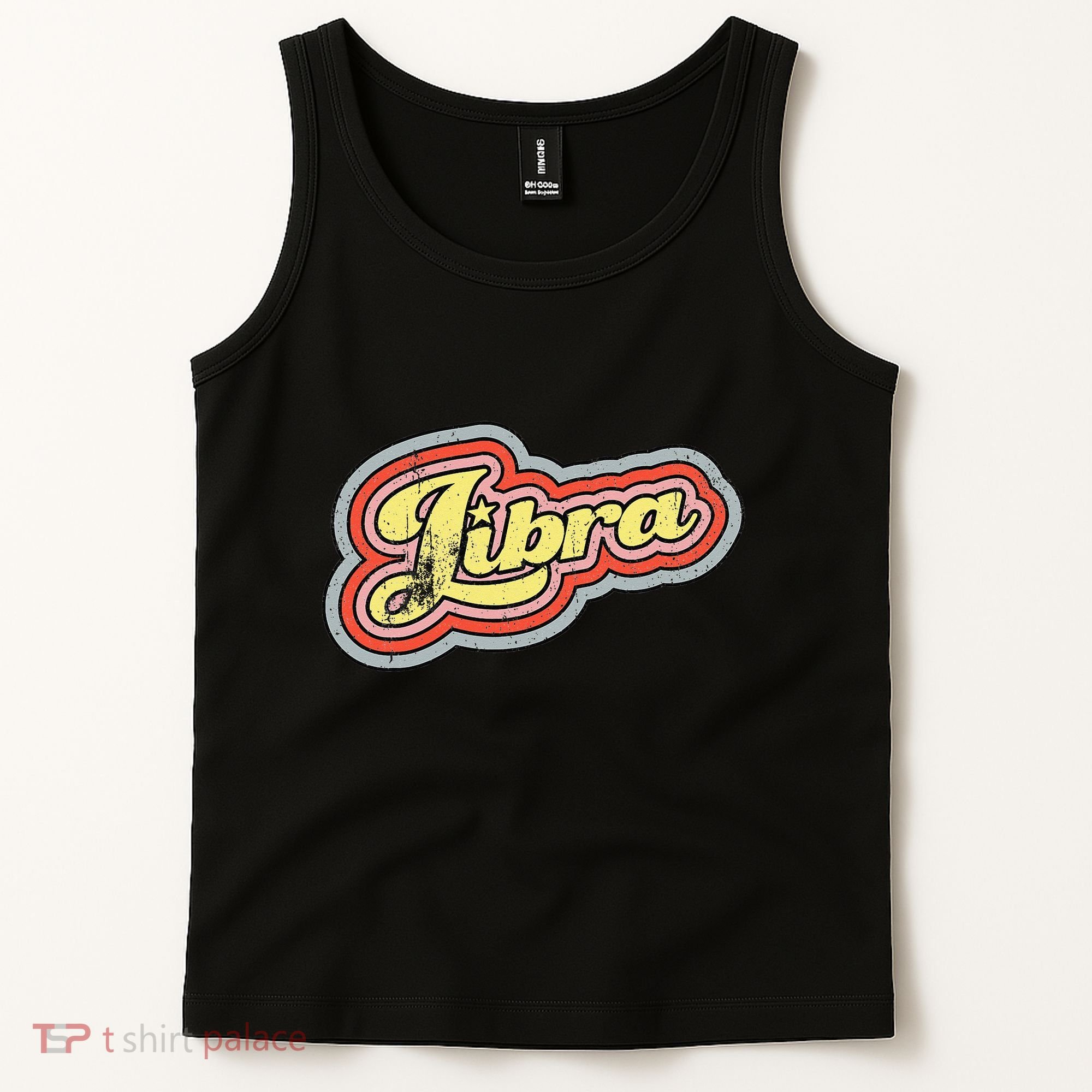 Groovy Retro Libra Zodiac Scales September October Birthday Tank Top