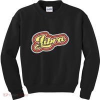 Groovy Retro Libra Zodiac Scales September October Birthday Kids Sweatshirt thumb 0