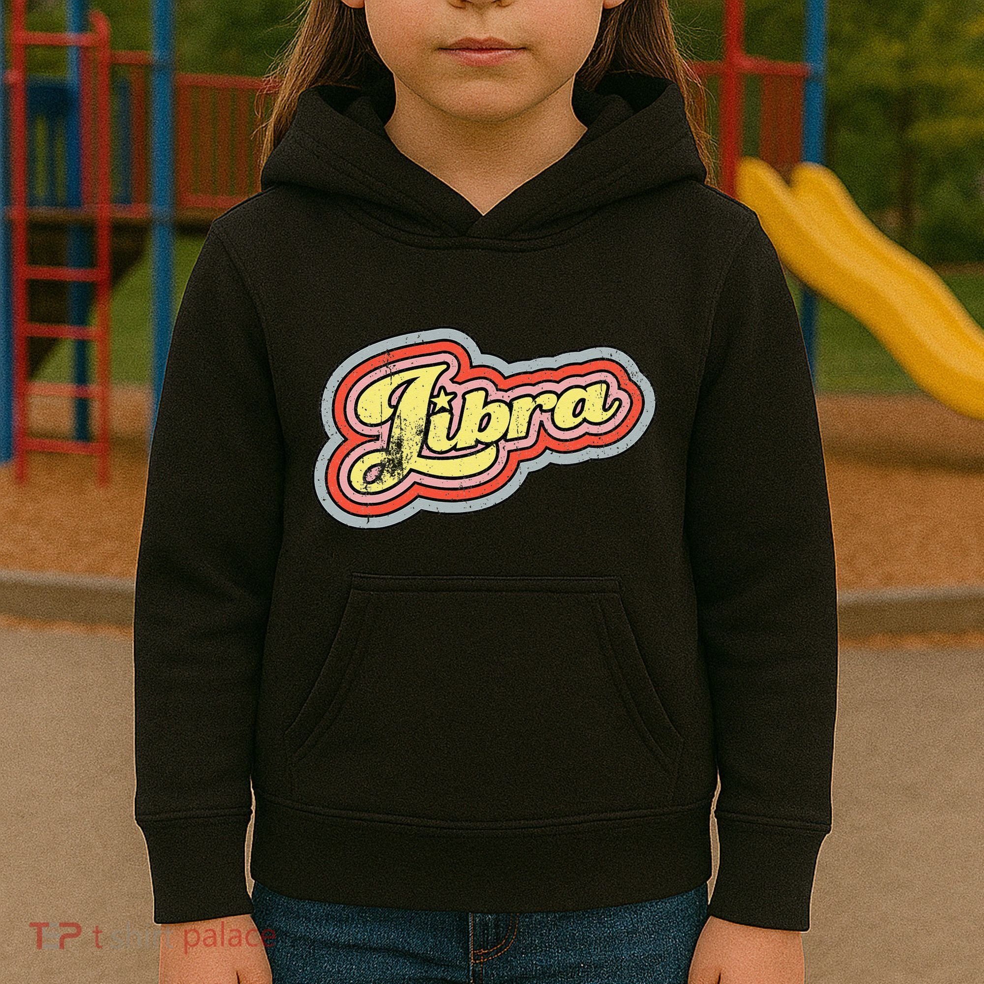 Groovy Retro Libra Zodiac Scales September October Birthday Kids Hoodie