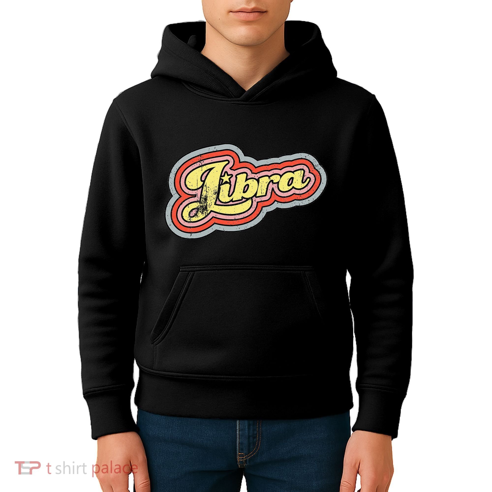 Groovy Retro Libra Zodiac Scales September October Birthday Kids Hoodie