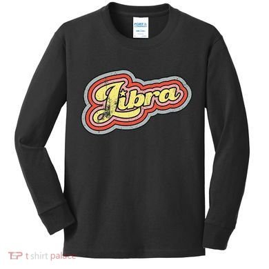 Groovy Retro Libra Zodiac Scales September October Birthday Kids Long Sleeve Shirt