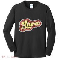Groovy Retro Libra Zodiac Scales September October Birthday Kids Long Sleeve Shirt thumb 0