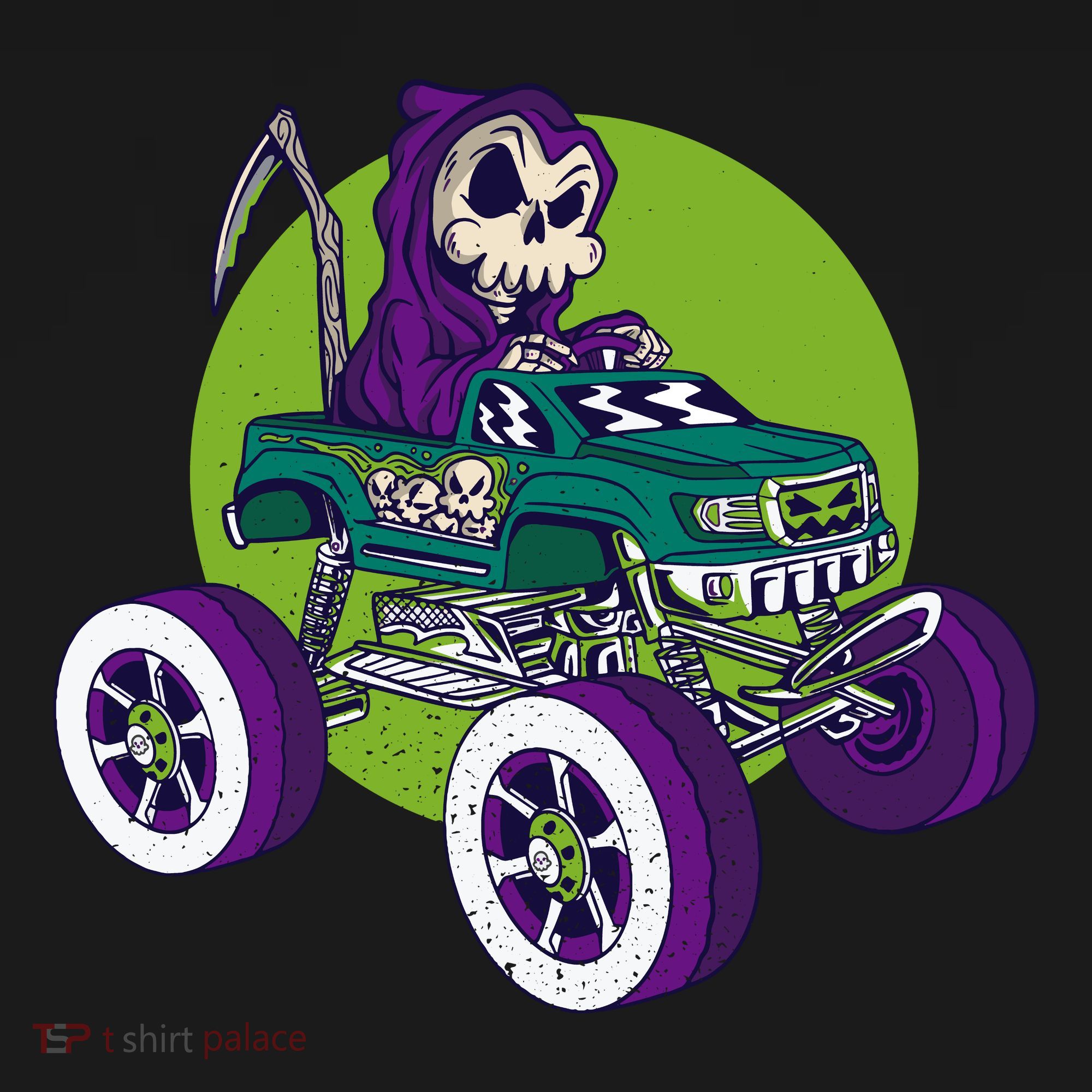 Grim Reaper Monster Truck Bucket Hat