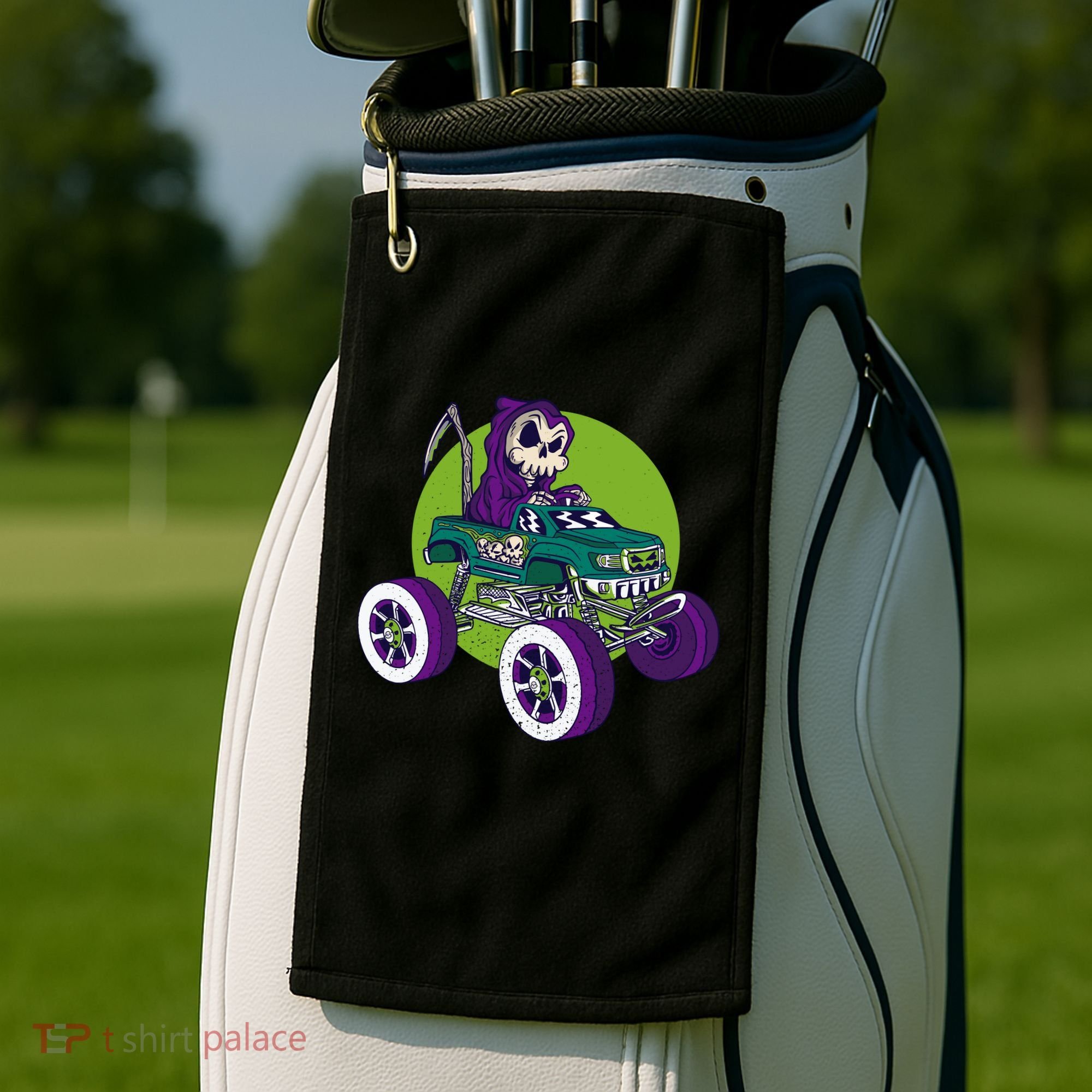 Grim Reaper Monster Truck Golf Towel