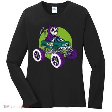 Grim Reaper Monster Truck Women's Long Sleeve Shirt