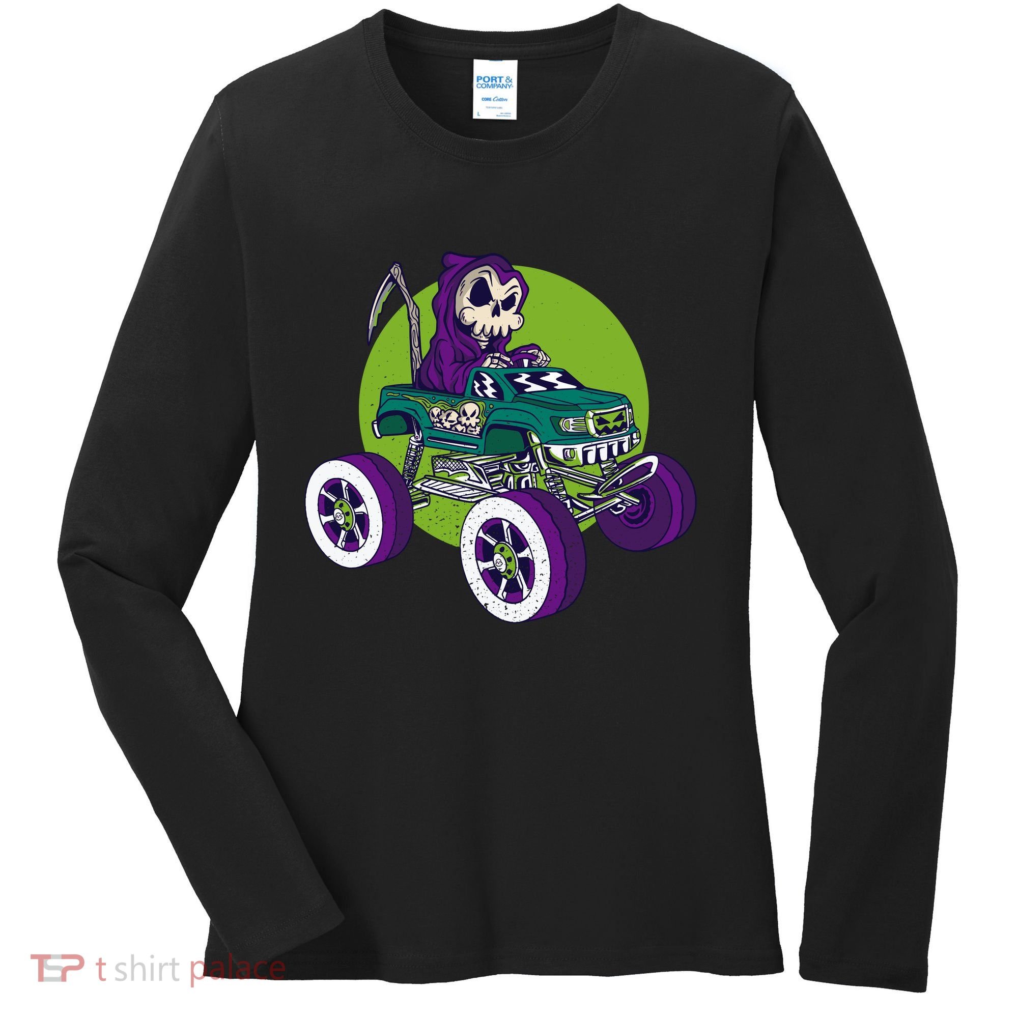 Grim Reaper Monster Truck Women's Long Sleeve Shirt
