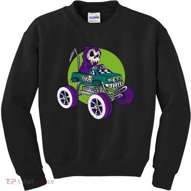 Grim Reaper Monster Truck Kids Sweatshirt