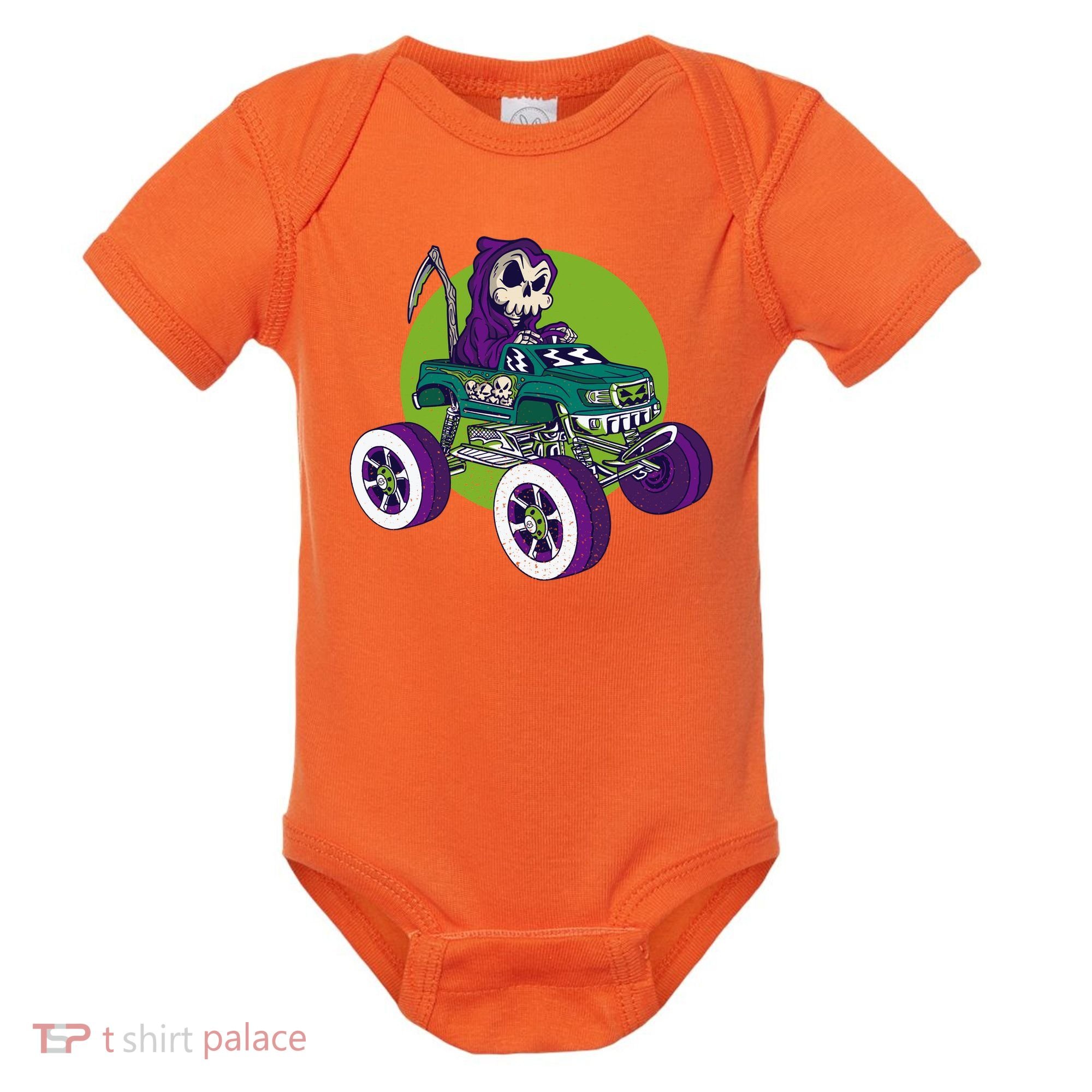 Grim Reaper Monster Truck Baby Bodysuit
