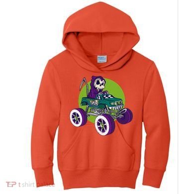 Grim Reaper Monster Truck Kids Hoodie
