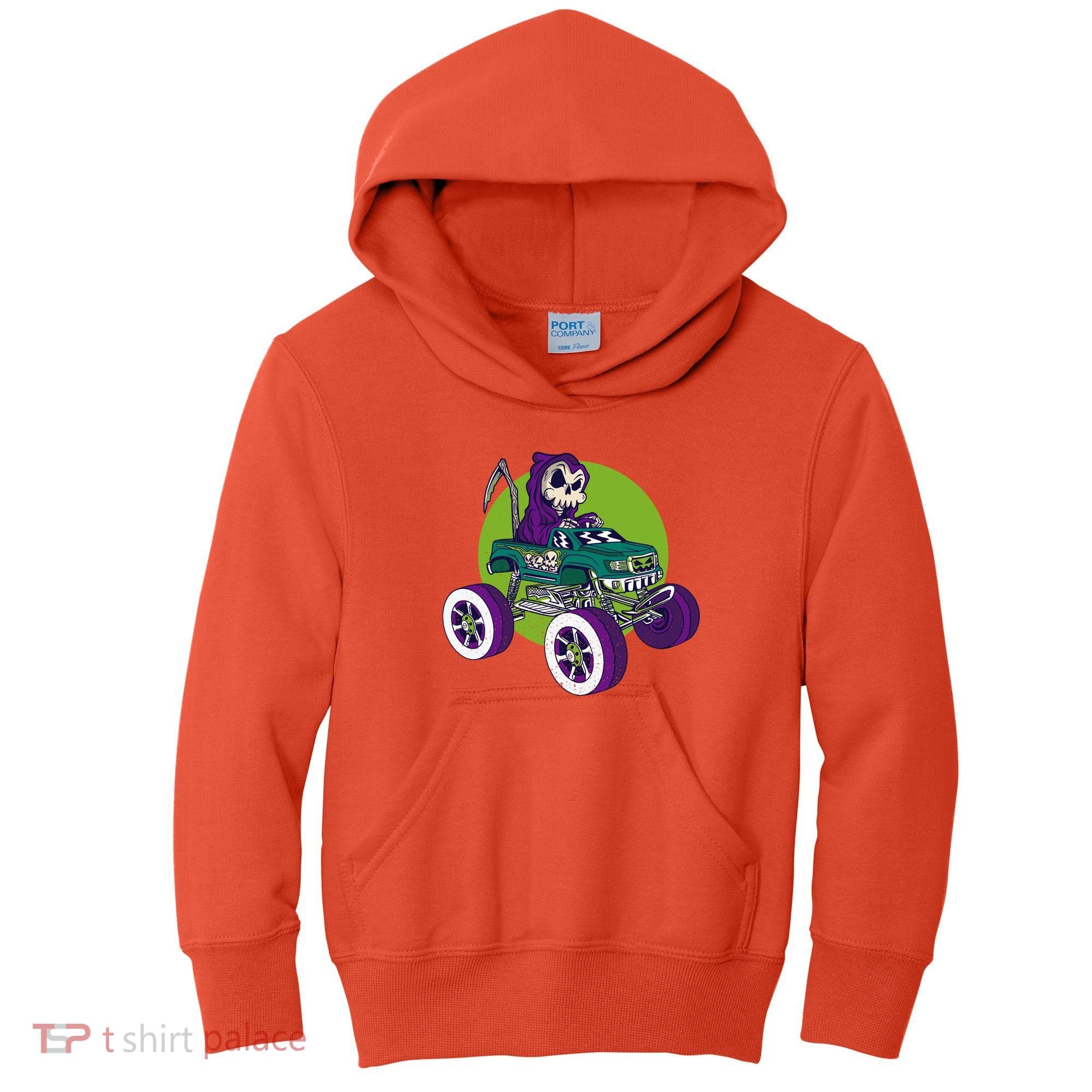 Grim Reaper Monster Truck Kids Hoodie