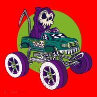 Grim Reaper Monster Truck Santa Hat thumb 1