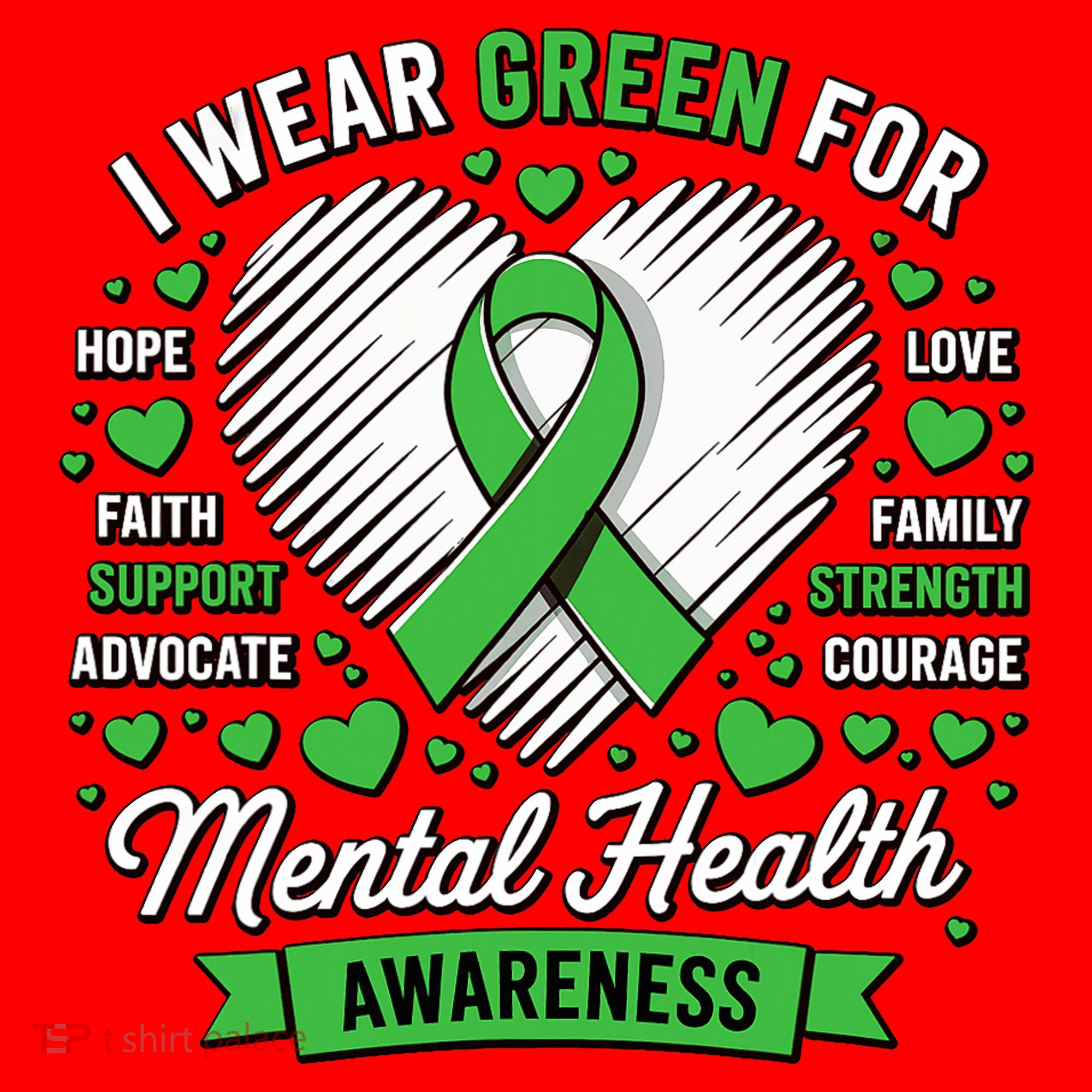 Green Ribbon Mental Health Awareness Month Support Santa Hat