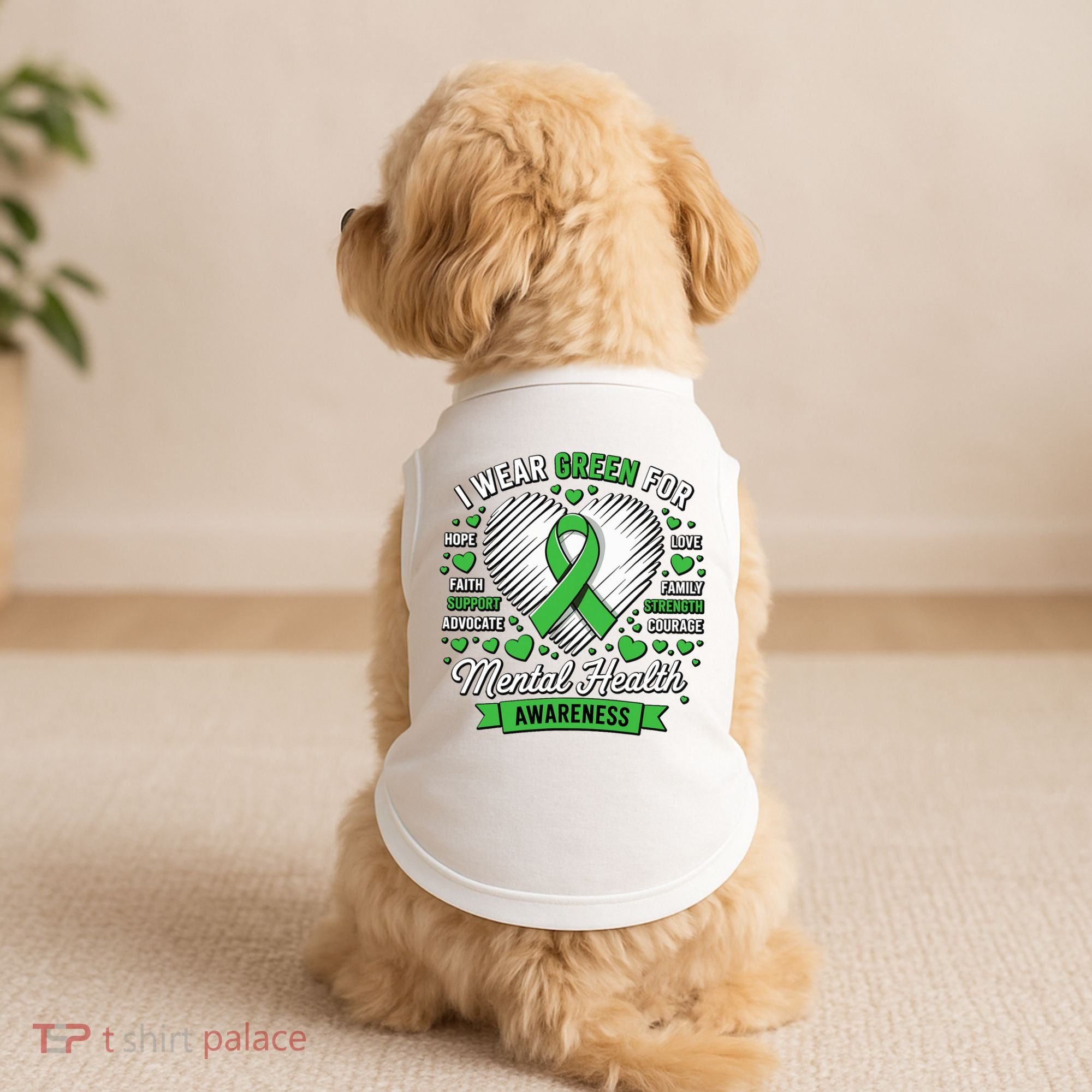 Green Ribbon Mental Health Awareness Month Support Doggie Tank